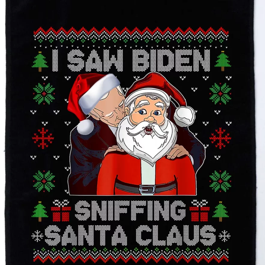 I Saw Biden Sniffing Santa Claus Funny Biden Ugly Xmas Platinum Collection Golf Towel