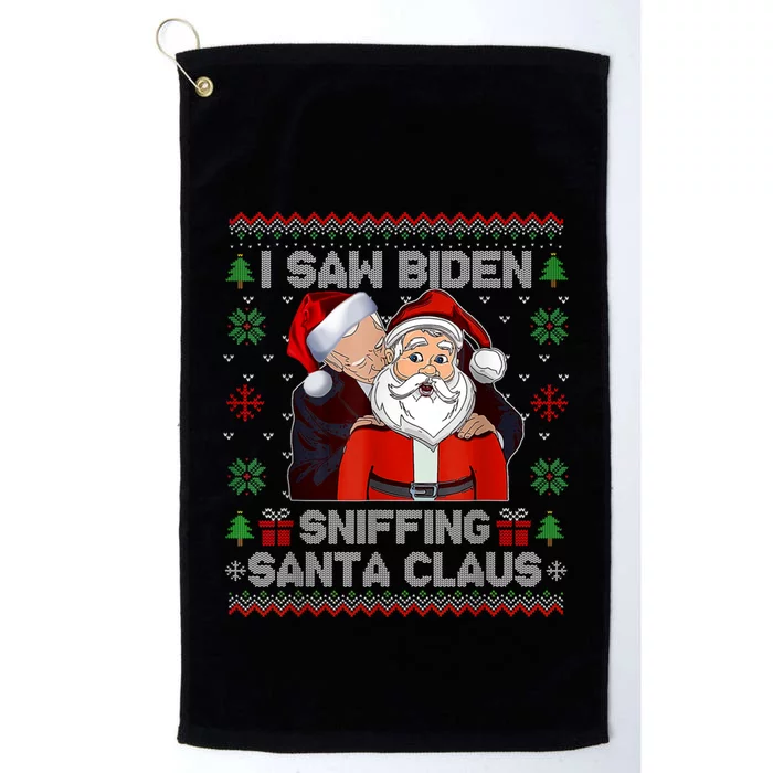 I Saw Biden Sniffing Santa Claus Funny Biden Ugly Xmas Platinum Collection Golf Towel