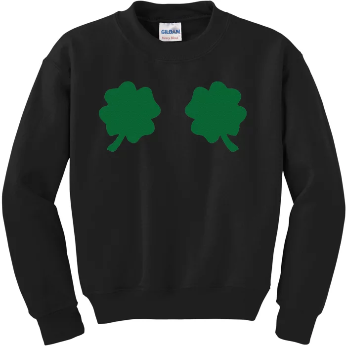 Irish Shamrock Boobs Funny St. Paddy's Day Kids Sweatshirt