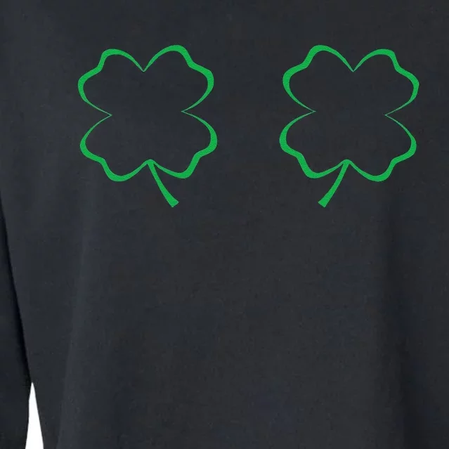 Irish Shamrock Boobs Saint Patrick's Paddys Day Bra Cropped Pullover Crew