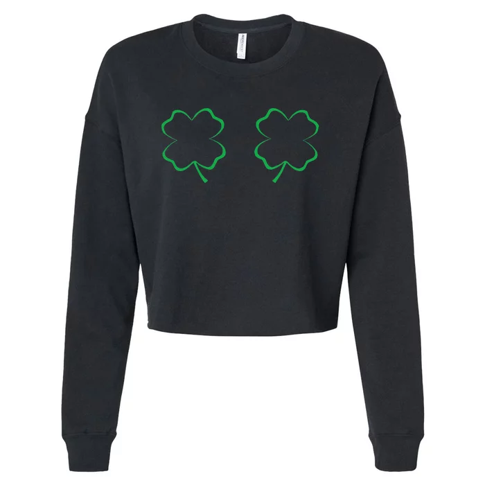 Irish Shamrock Boobs Saint Patrick's Paddys Day Bra Cropped Pullover Crew