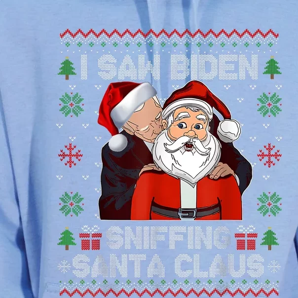 I Saw Biden Sniffing Santa Claus Funny Biden Ugly Xmas Unisex Surf Hoodie