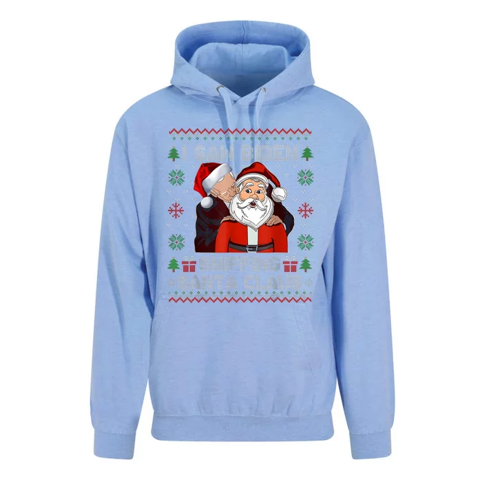 I Saw Biden Sniffing Santa Claus Funny Biden Ugly Xmas Unisex Surf Hoodie