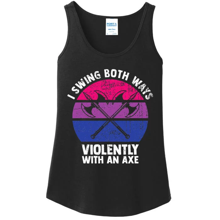 I Swing Both Ways Violently With An Axe Bisexual LGBT Pride Ladies Essential Tank