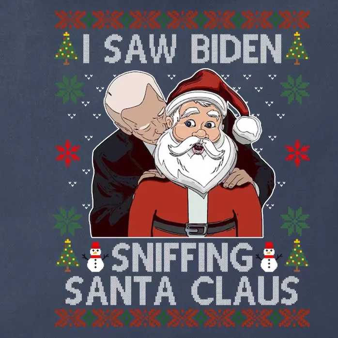 I Saw Biden Sniffing Santa Claus Funny Christmas Political Zip Tote Bag