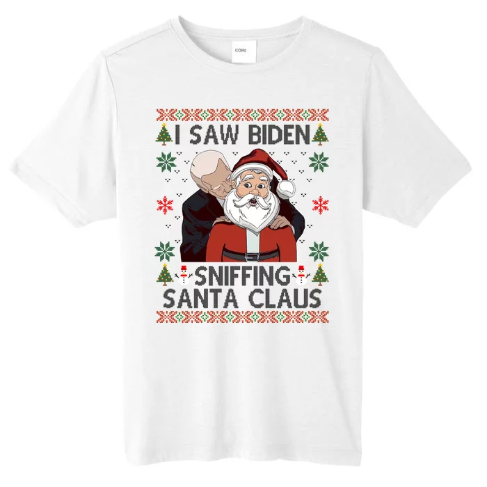 I Saw Biden Sniffing Santa Claus Funny Christmas Political ChromaSoft Performance T-Shirt