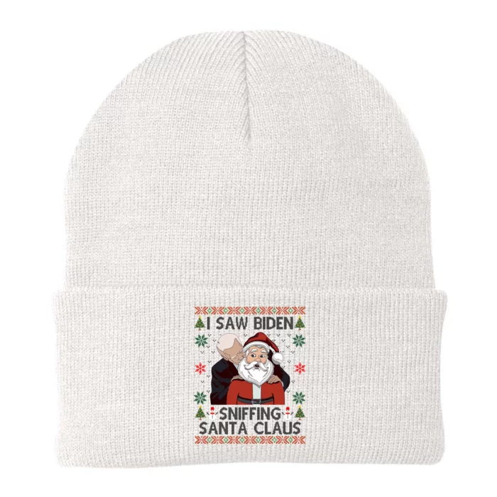 I Saw Biden Sniffing Santa Claus Funny Christmas Political Knit Cap Winter Beanie