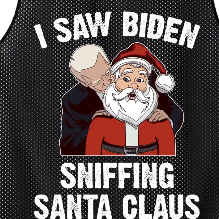 I Saw Biden Sniffing Santa Claus Funny Joe Biden Gift Mesh Reversible Basketball Jersey Tank