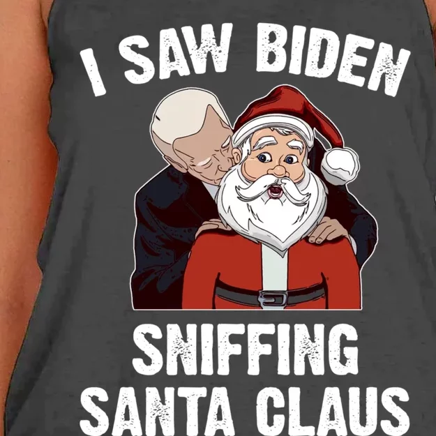 I Saw Biden Sniffing Santa Claus Funny Joe Biden Gift Women's Knotted Racerback Tank