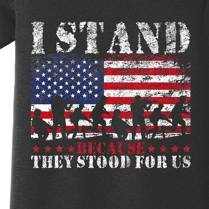 I Stand Because They Stood For Us American Flag Baby Bodysuit