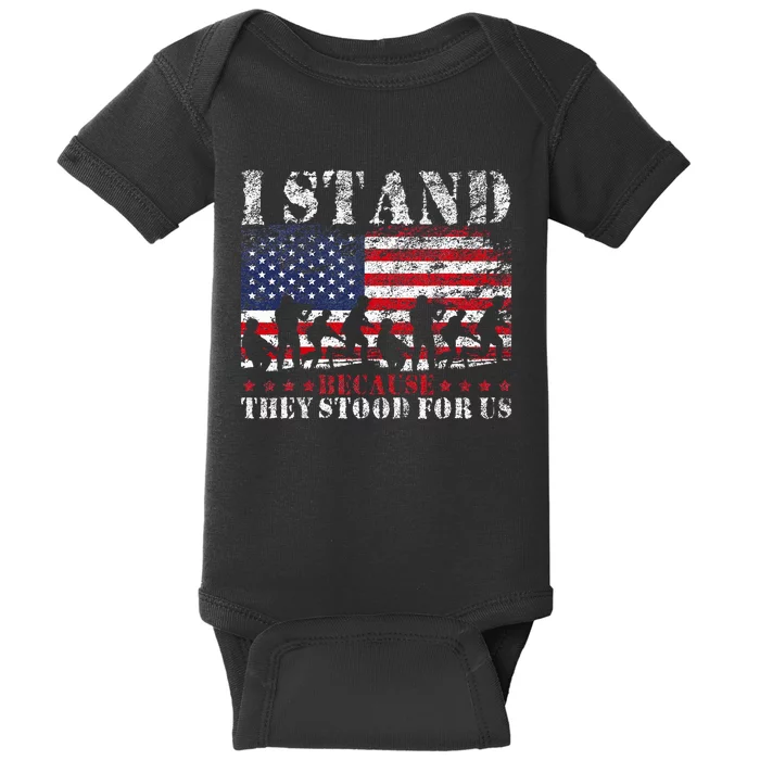 I Stand Because They Stood For Us American Flag Baby Bodysuit