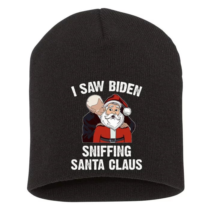 I Saw Biden Sniffing Santa Claus Short Acrylic Beanie