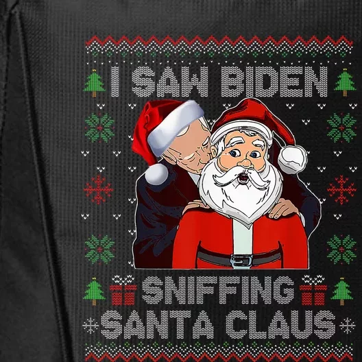 I Saw Biden Sniffing Santa Claus Funny Biden Ugly Xmas City Backpack