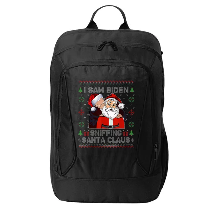 I Saw Biden Sniffing Santa Claus Funny Biden Ugly Xmas City Backpack