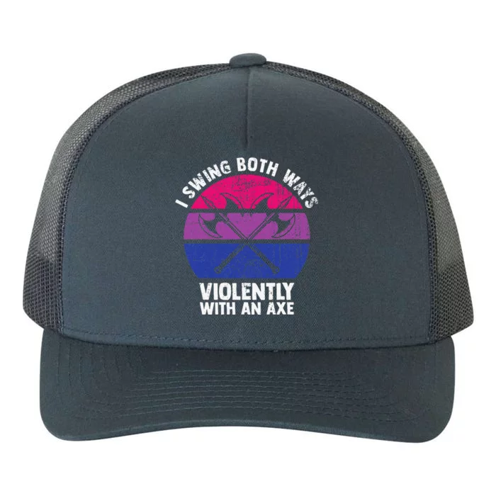 I Swing Both Ways Violently With An Axe Bisexual Lgbt Pride Yupoong Adult 5-Panel Trucker Hat