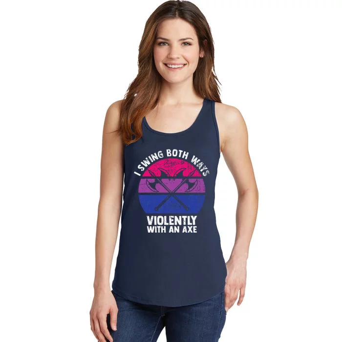 I Swing Both Ways Violently With An Axe Bisexual Lgbt Pride Ladies Essential Tank