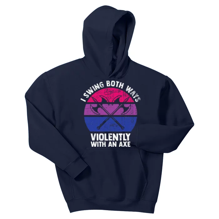 I Swing Both Ways Violently With An Axe Bisexual Lgbt Pride Kids Hoodie