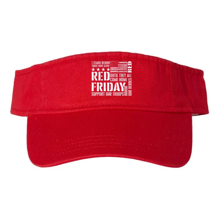 I Stand Behind Those Who Serve American Flag Red Friday Valucap Bio-Washed Visor