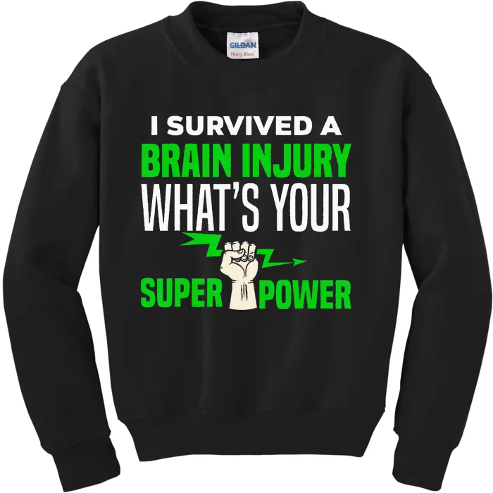 I Survived Brain Injury Awareness TBI Brain Injury Survivor Kids Sweatshirt