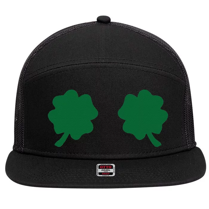 Irish Shamrock Boobs Funny St. Paddy's Day 7 Panel Mesh Trucker Snapback Hat