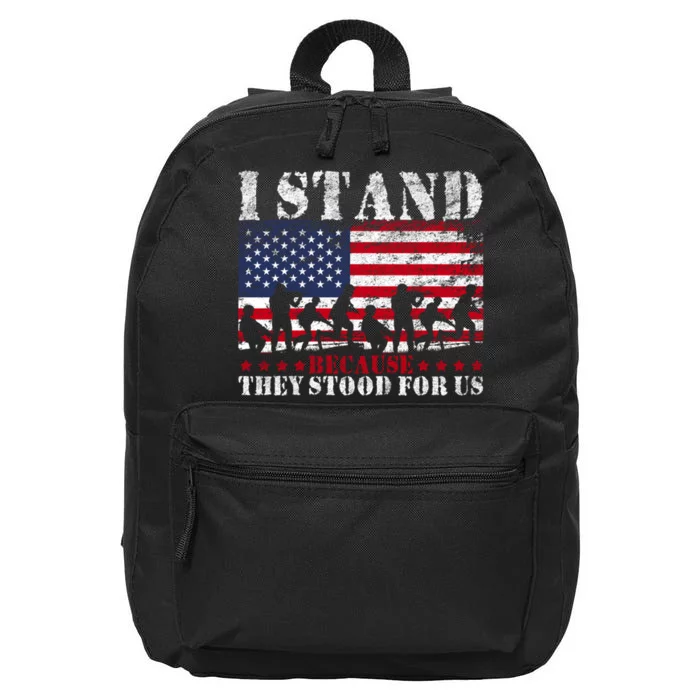 I Stand Because They Stood For Us American Flag 16 in Basic Backpack