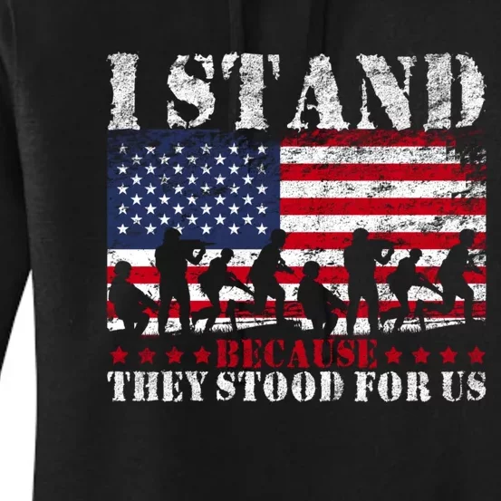 I Stand Because They Stood For Us American Flag Women's Pullover Hoodie