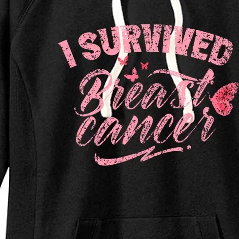 I Survived Breast Cancer Pink Support Fight Breast Cancer Gift Women's Fleece Hoodie