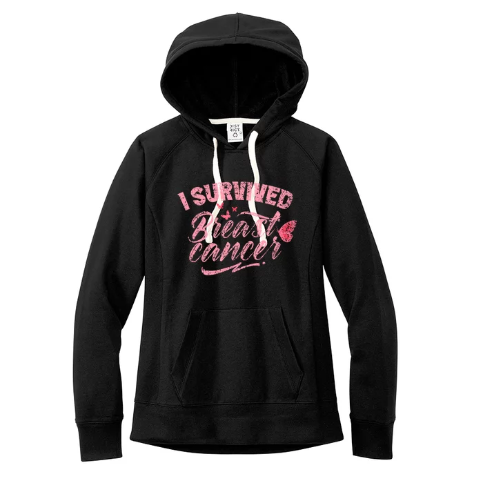 I Survived Breast Cancer Pink Support Fight Breast Cancer Gift Women's Fleece Hoodie