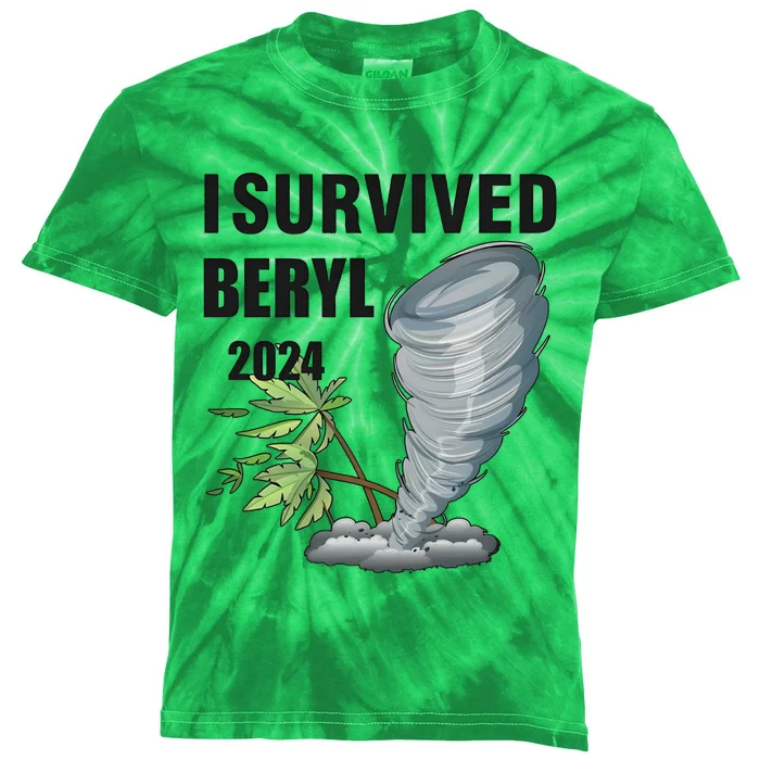 I Survived Beryl 2024 Support Squad Kids Tie-Dye T-Shirt