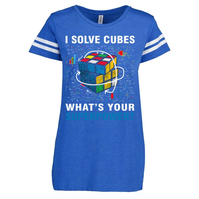 I Solve Cubes Superpower Funny Speed Cubing Enza Ladies Jersey Football T-Shirt