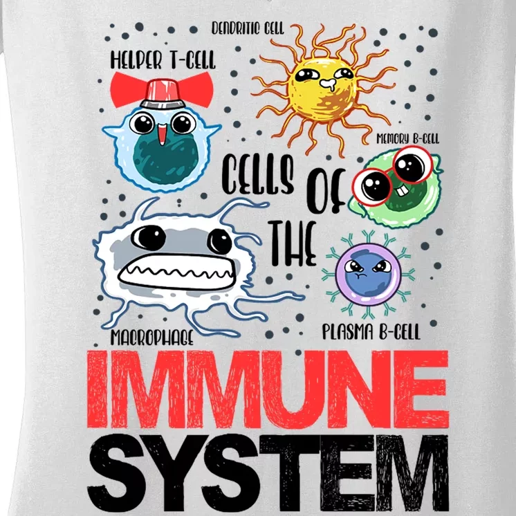 Immune System Cells Biology Cell Science Humor Women's V-Neck T-Shirt