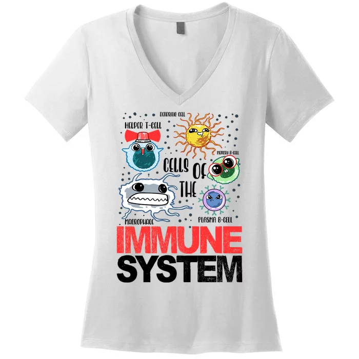 Immune System Cells Biology Cell Science Humor Women's V-Neck T-Shirt