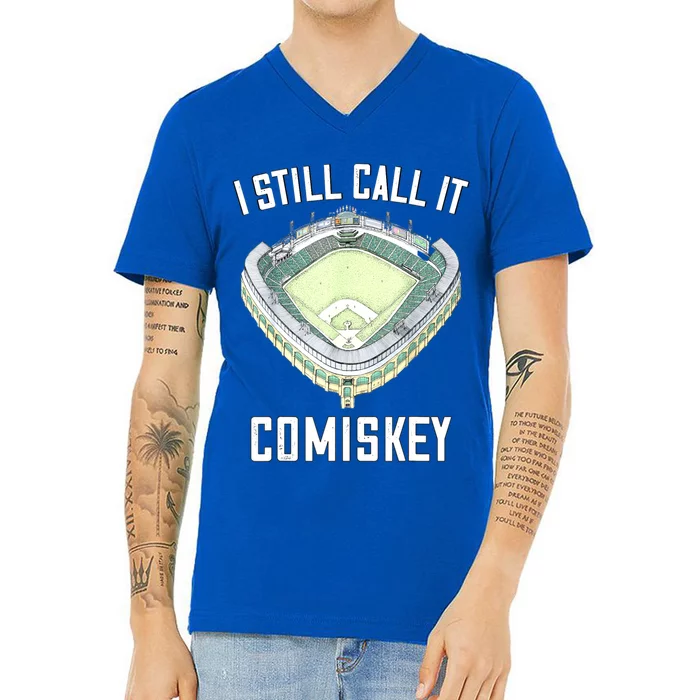 I Still Call It Comiskey Chicago Baseball Vintage V-Neck T-Shirt