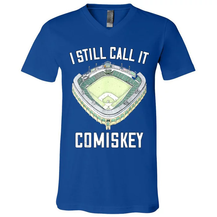 I Still Call It Comiskey Chicago Baseball Vintage V-Neck T-Shirt