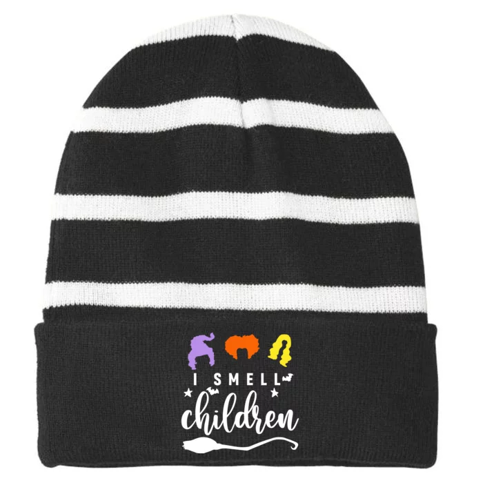 I Smell Children Witch Halloween Costume Striped Beanie with Solid Band