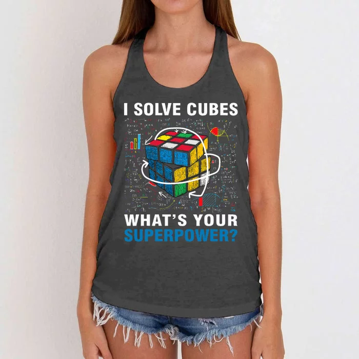 I Solve Cubes Superpower Funny Speed Cubing Women's Knotted Racerback Tank