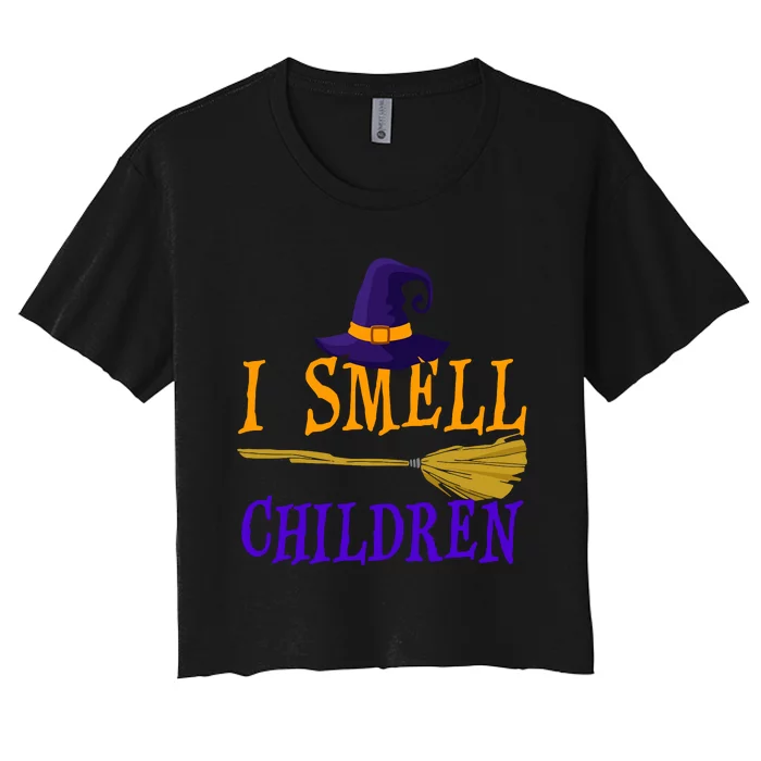 I Smell Children Witch Halloween Costume Women's Crop Top Tee