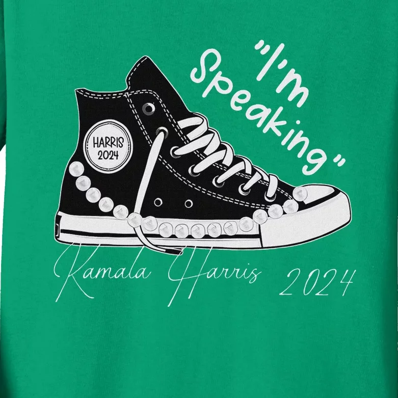 IM Speaking Chucks And Pearls Election Kamala 2024 Kids Long Sleeve Shirt