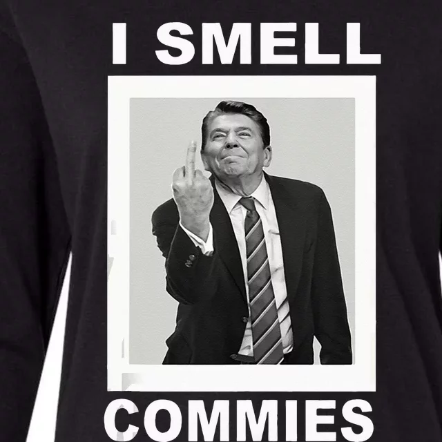 I Smell Commies Funny Ronald Regan Womens Cotton Relaxed Long Sleeve T-Shirt