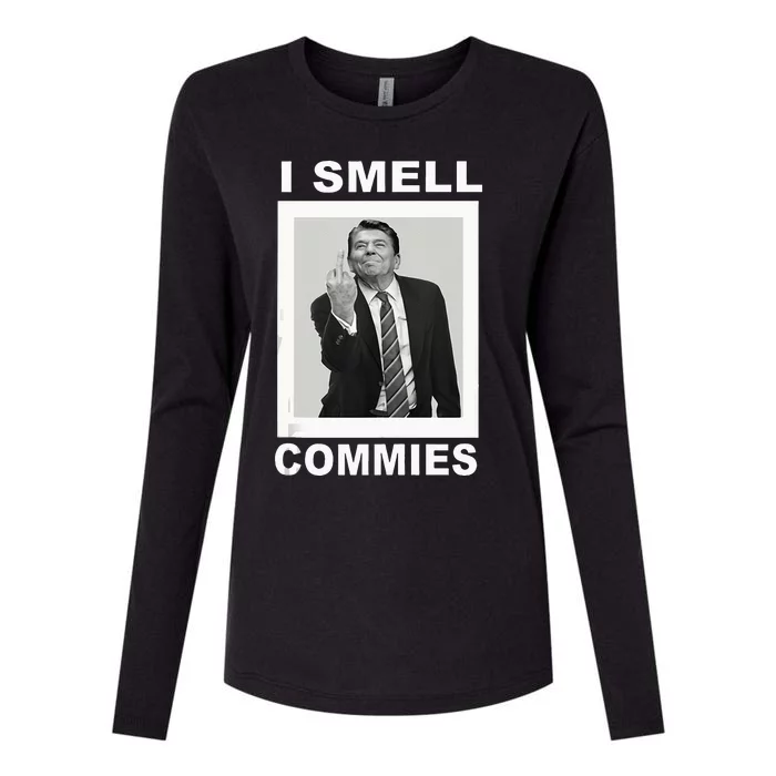 I Smell Commies Funny Ronald Regan Womens Cotton Relaxed Long Sleeve T-Shirt