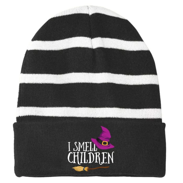 I Smell Children Teacher Halloween Witch Striped Beanie with Solid Band