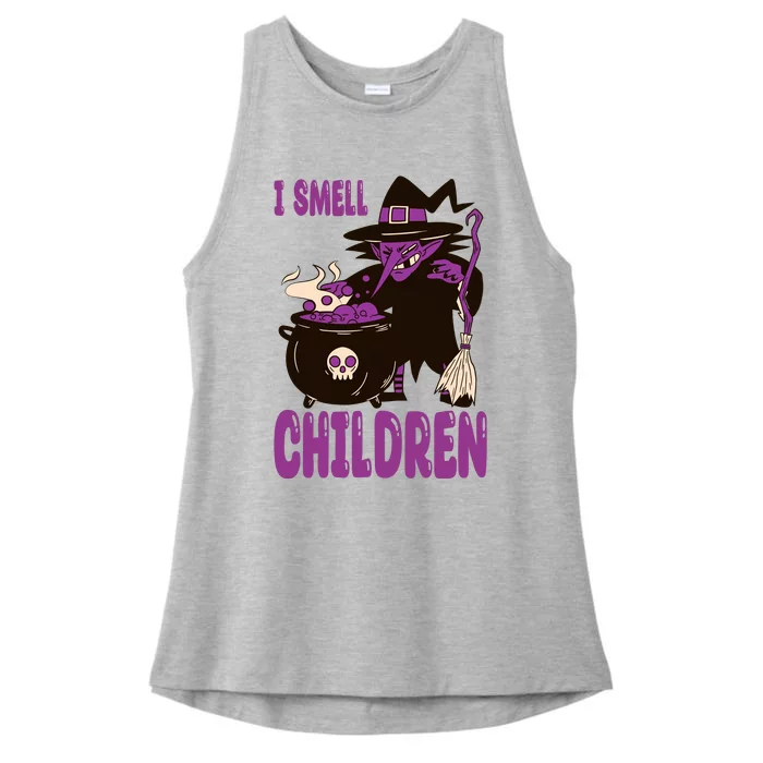 I Smell Children Funny Halloween Witch Ladies Tri-Blend Wicking Tank