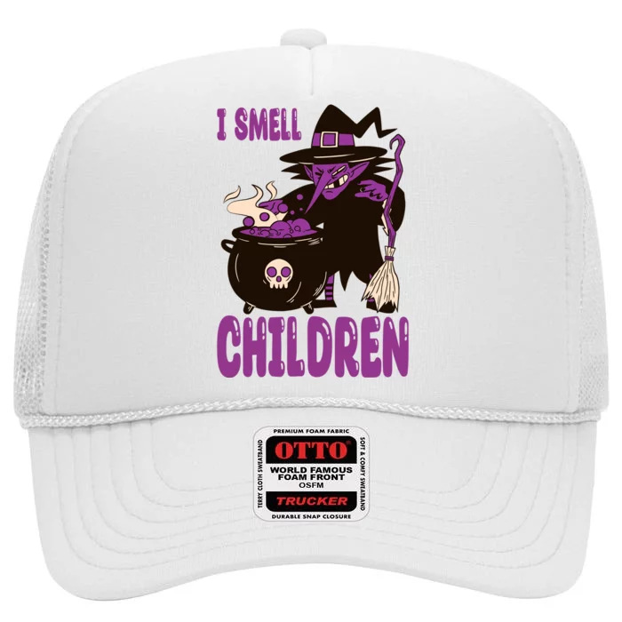 I Smell Children Funny Halloween Witch High Crown Mesh Trucker Hat