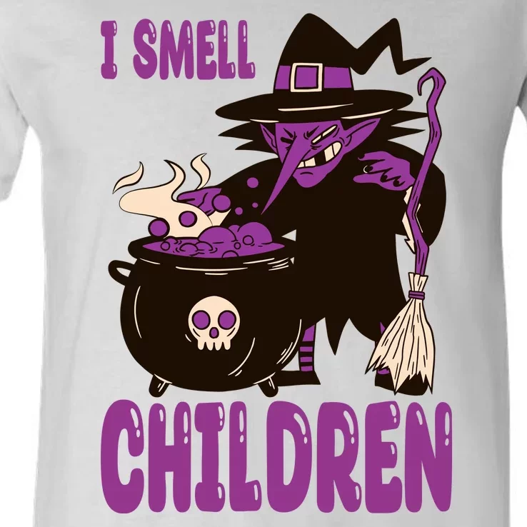 I Smell Children Funny Halloween Witch V-Neck T-Shirt