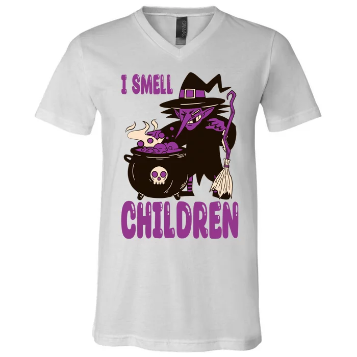 I Smell Children Funny Halloween Witch V-Neck T-Shirt