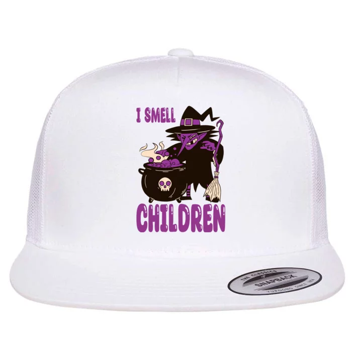 I Smell Children Funny Halloween Witch Flat Bill Trucker Hat