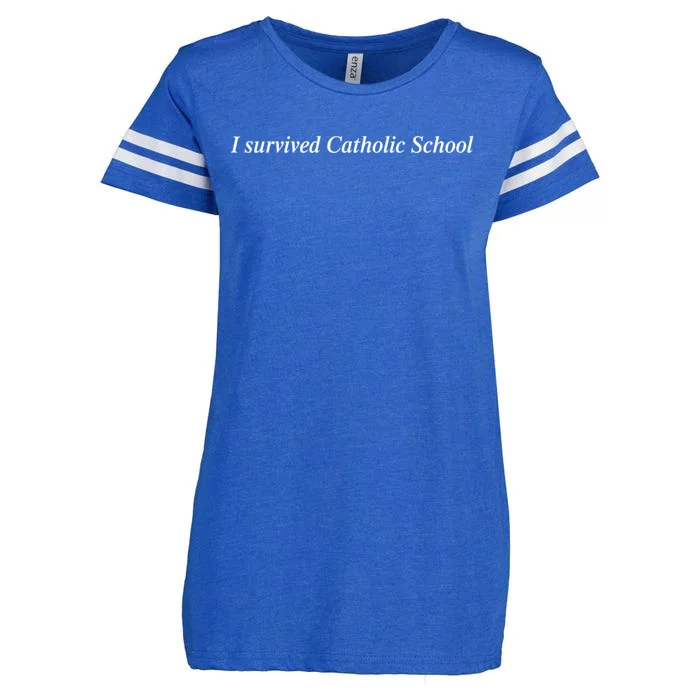 I Survived Catholic School Funny Enza Ladies Jersey Football T-Shirt