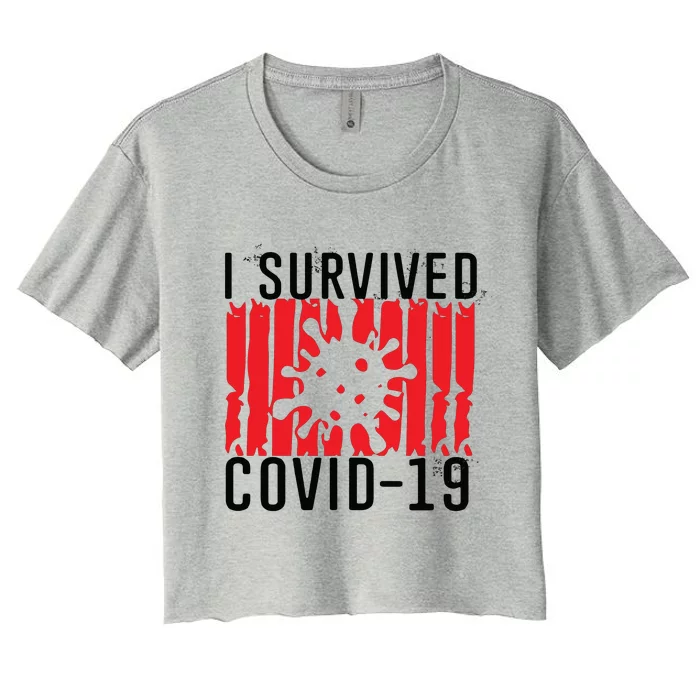 I Survived Covid19 Distressed Women's Crop Top Tee