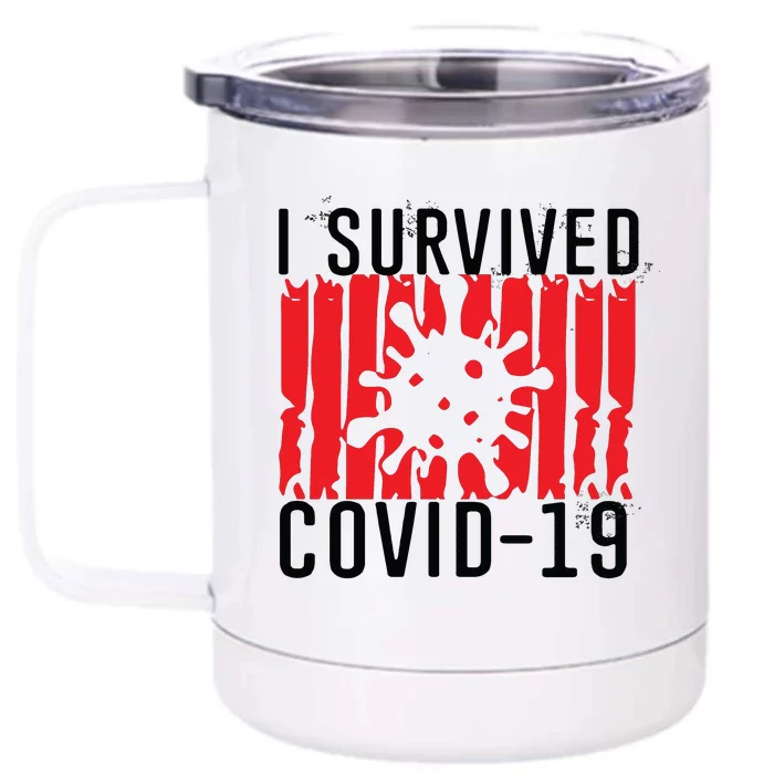 I Survived Covid19 Distressed Front & Back 12oz Stainless Steel Tumbler Cup