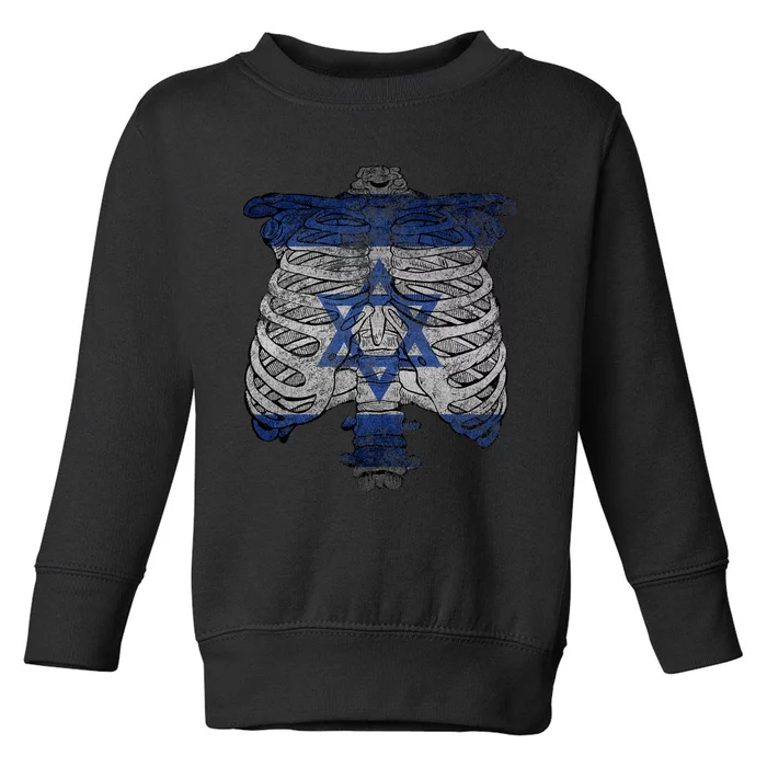 Israeli Skeleton Costume Jewish Halloween Gifts Israel Flag Toddler Sweatshirt